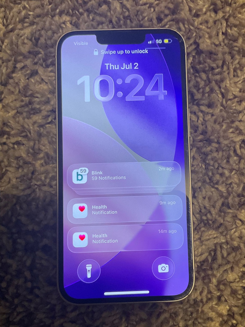 Silver with Purple Display Apple iPhone 14 unlocked READ DESCRIPTION